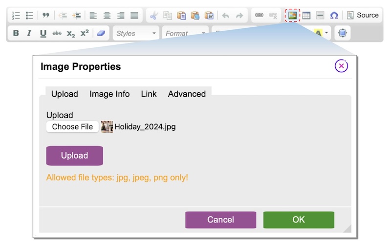 upload images and files